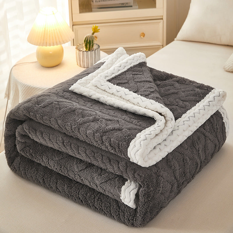 Sherpa Fleece Throw Blanket With Reversible Textured Design