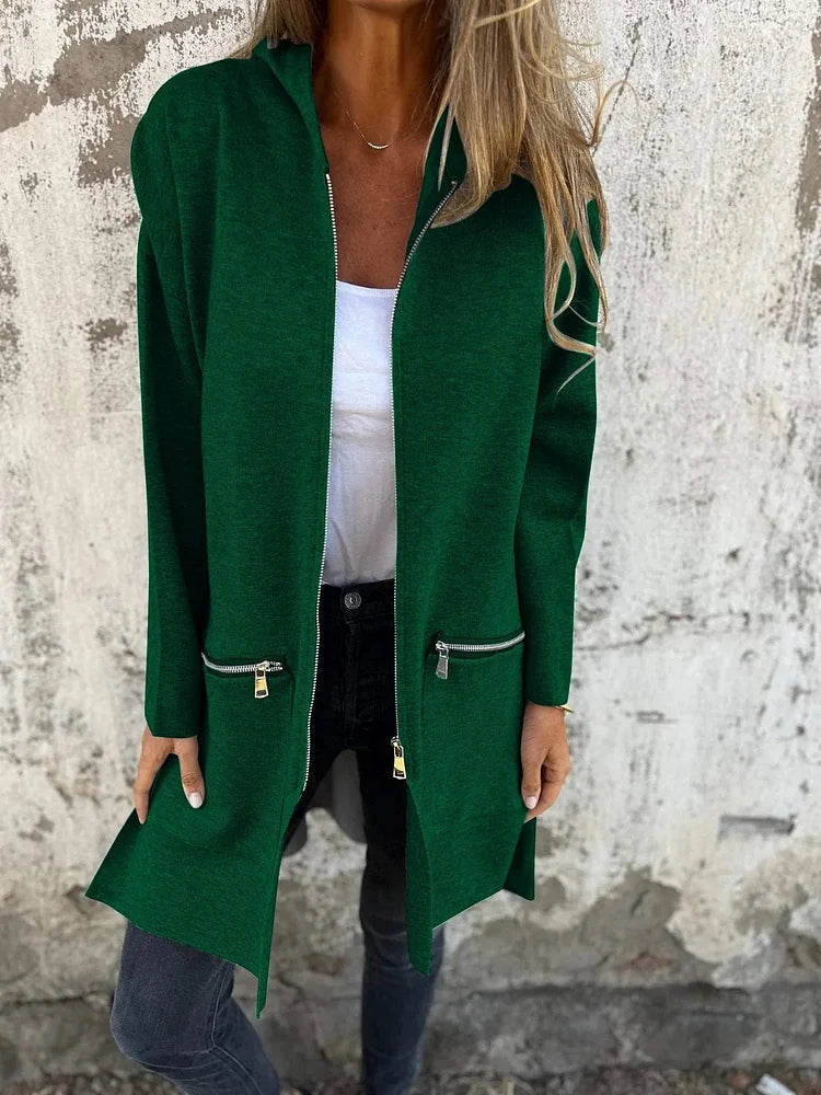 Street-Wave Zip Front Casual Jacket For Women With Long Sleeves Autumn Cozy Outerwear