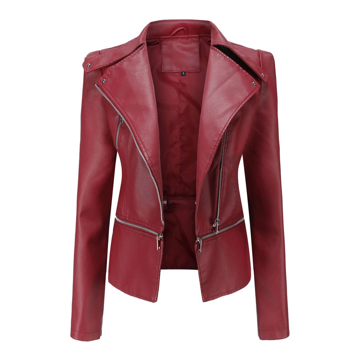Street Wave PU Leather Motorcycle Jacket Women Slim Fit With Zipper Details For Everyday Style