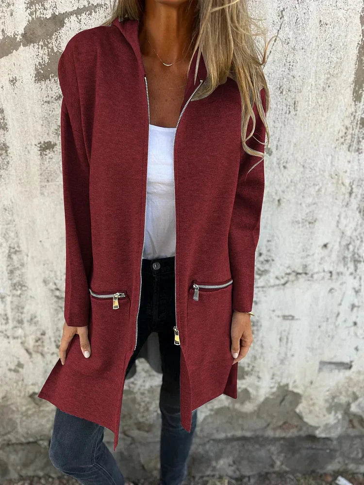 Street-Wave Zip Front Casual Jacket For Women With Long Sleeves Autumn Cozy Outerwear