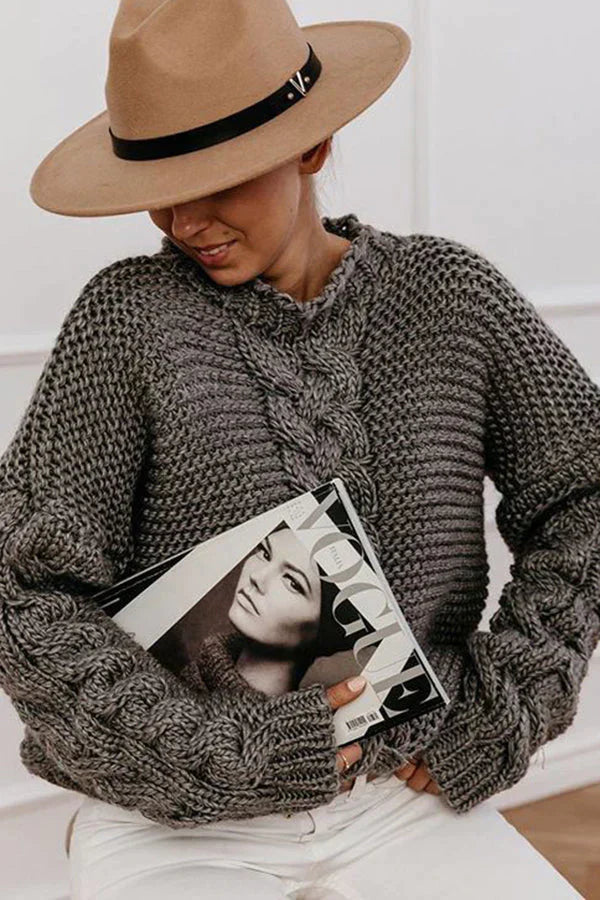Street-Wave Chunky Knit Sweater For Women, Cozy Structured Cable Knit, Autumn Wardrobe Essential