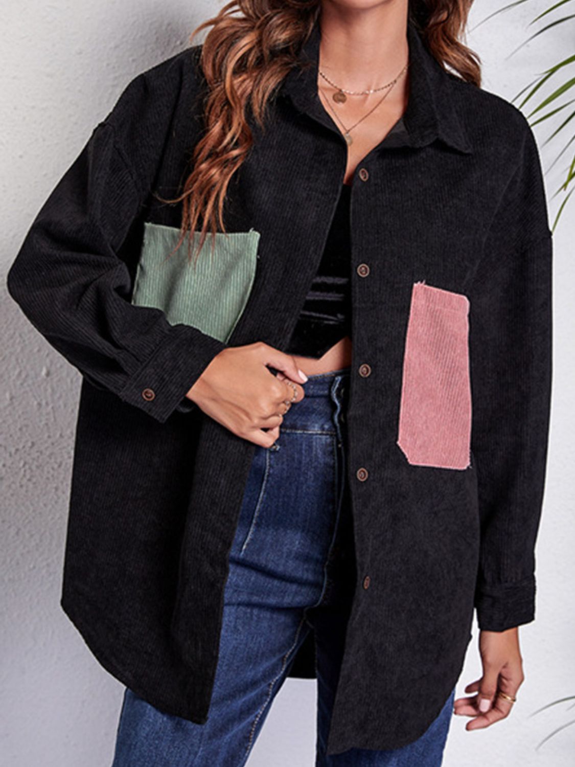 Streetwave Oversized Shirt Jacket With Patch Pockets For Urban Streetwear Fans And Versatile Layering