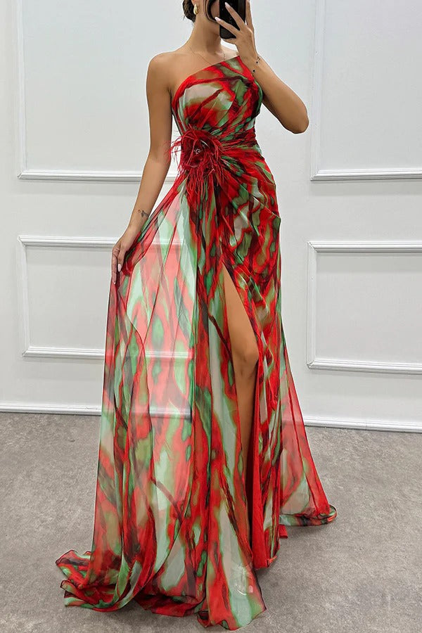 Street-Wave Audrey Bold One-Shoulder Slit Maxi Dress For Women