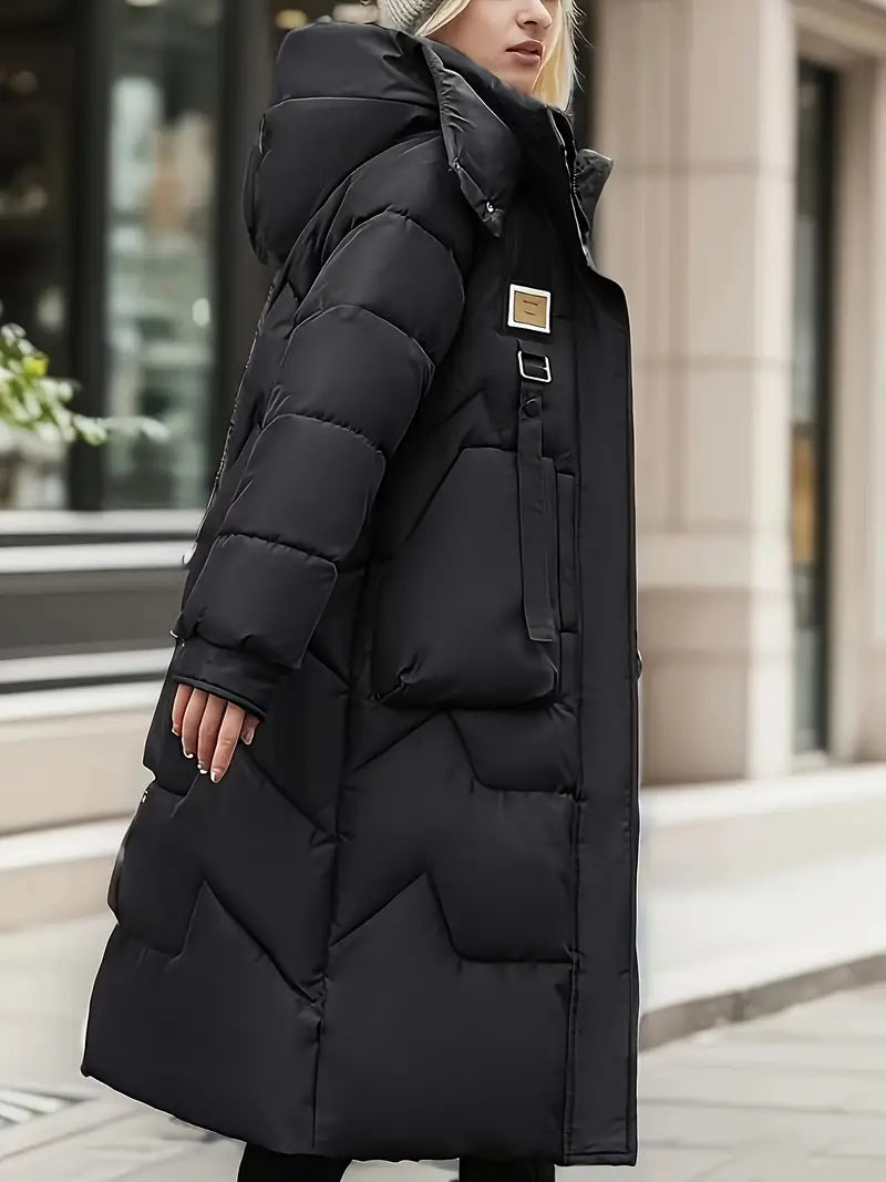 Street-wave Mid-Length Winter Down Jacket For Women Cozy Cotton Shell Insulated Puffer Coat