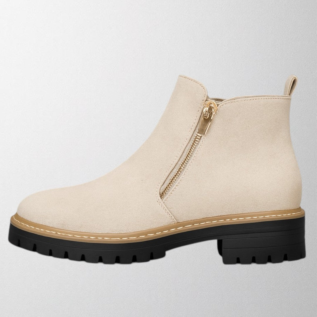 Women's Round Toe Shoe with Side Zip and Comfortable Fit