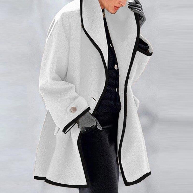 Street-Wave Wool Coat Open Front With Lapel Collar Relaxed Mid Thigh Length For Modern Streetwear Fans