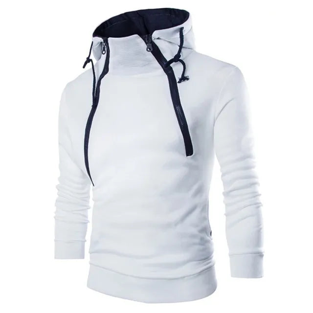 Street-wave Hooded Sweatshirt High Neck Design Cozy Streetwear For Men And Women