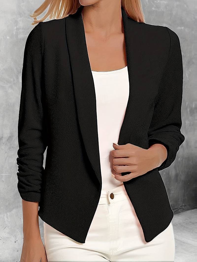 Street-wave Open Front Navy Blazer For Women Timeless Elegance Flattering Fit All Day Comfort