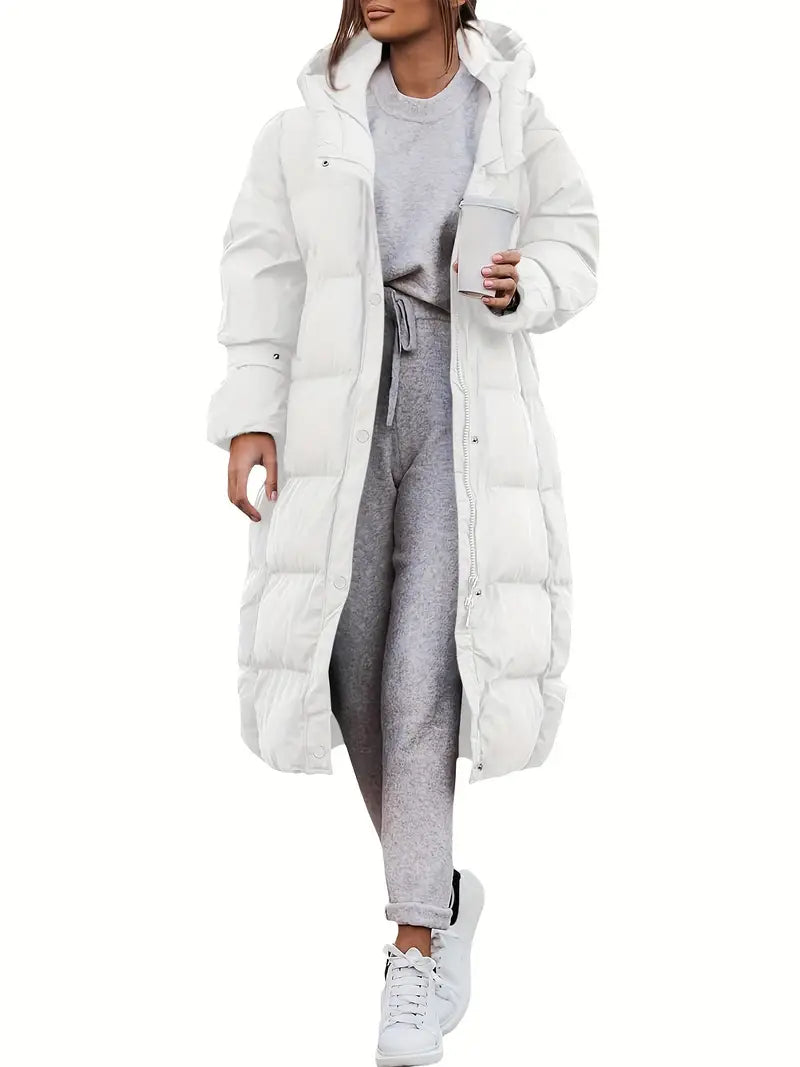 Streetwave Womens Puffer Jacket With Hood Warmth Long Cozy Insulated Coat For Cold Winter Days