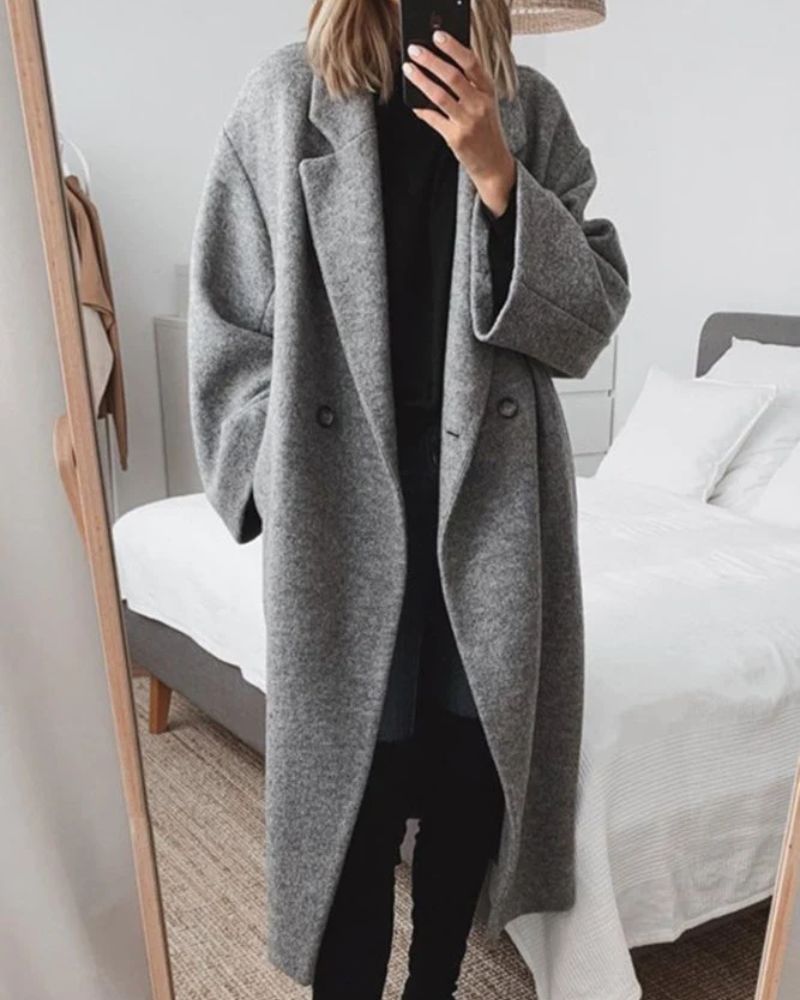 Street-wave Cozy Long Wool Coat For Women With Elegant Winter Warmth And Timeless Style