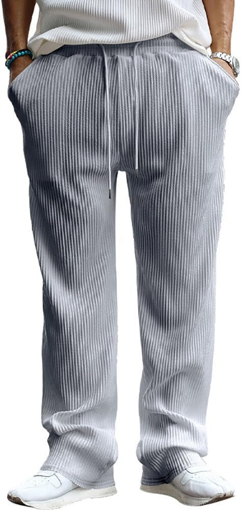 Street Wave Ribbed Summer Pants for Men Lightweight Breathable Comfort Modern Casual Trousers
