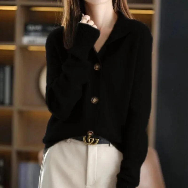 Streetwave Soft Beige Cardigan For Women, Elegant Cozy Knit With Button Front Closure