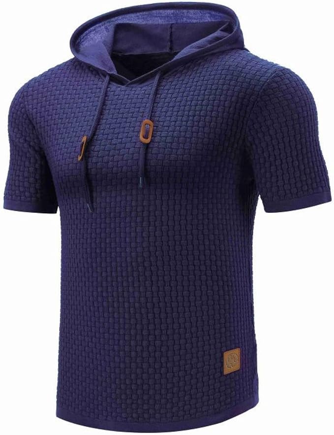 Street Wave Manor Short Sleeve Hooded Pullover For Men With Modern Mesh Knit And Soft Lining