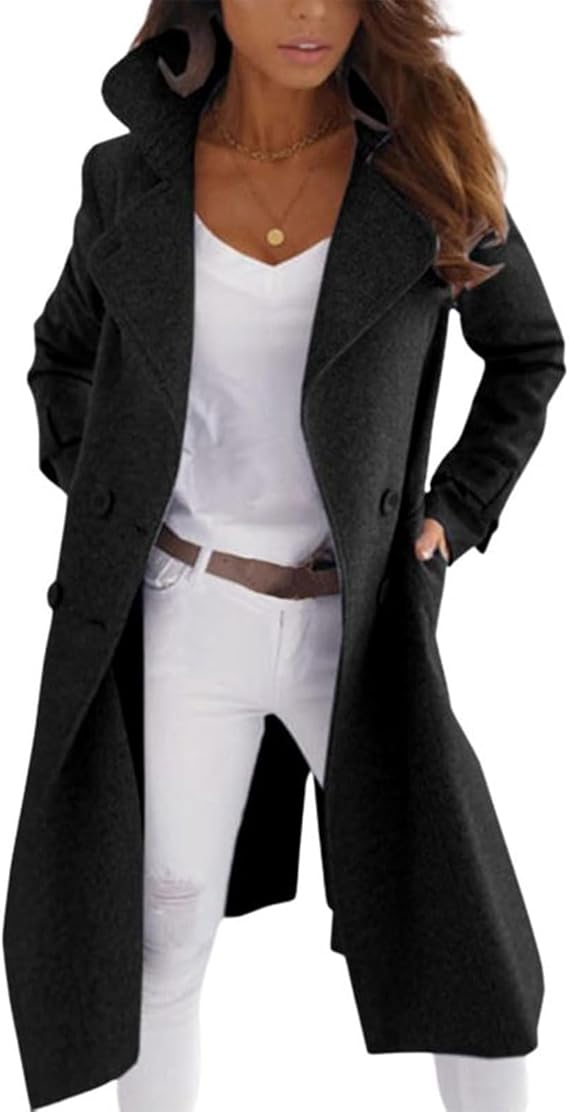Streetwave Wool Coat For Women With Button Closure Long Silhouette Elegant Chic Style