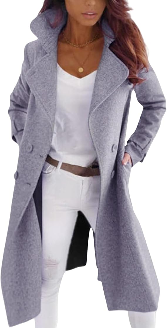 Streetwave Wool Coat For Women With Button Closure Long Silhouette Elegant Chic Style