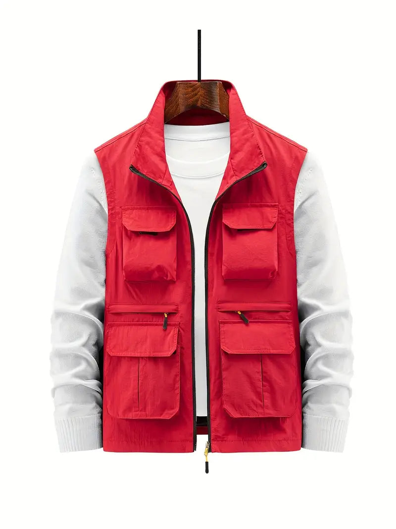 Street-Wave Mens Utility Vest With Multiple Pockets And Zipper For Urban Everyday
