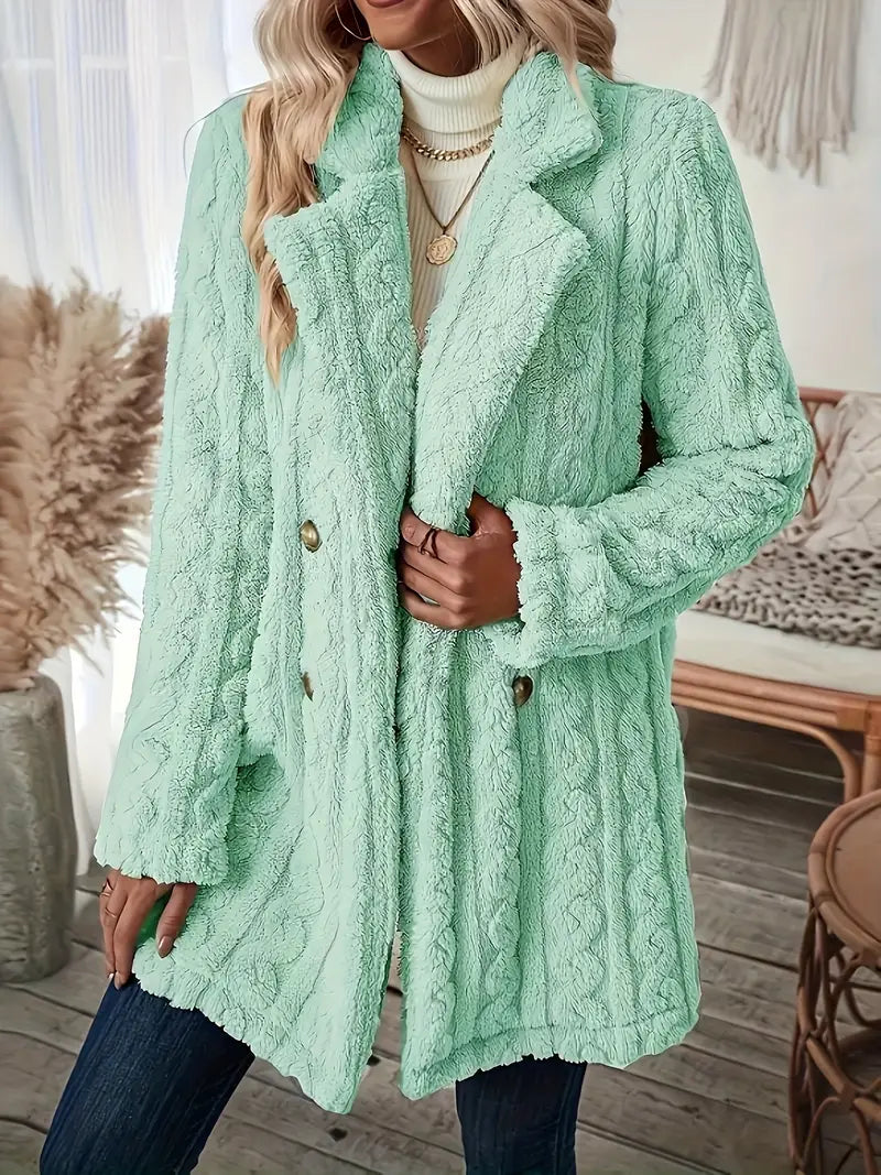 Street-Wave Thermal Coat For Women Soft Cozy Warmth With Long Sleeves Chic Outerwear