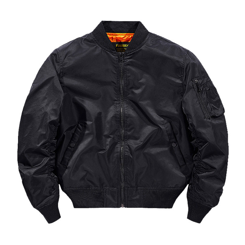 Street Wave Windproof Bomber Jacket Insulated Warm Urban Winter Coat For Men With Orange Lining