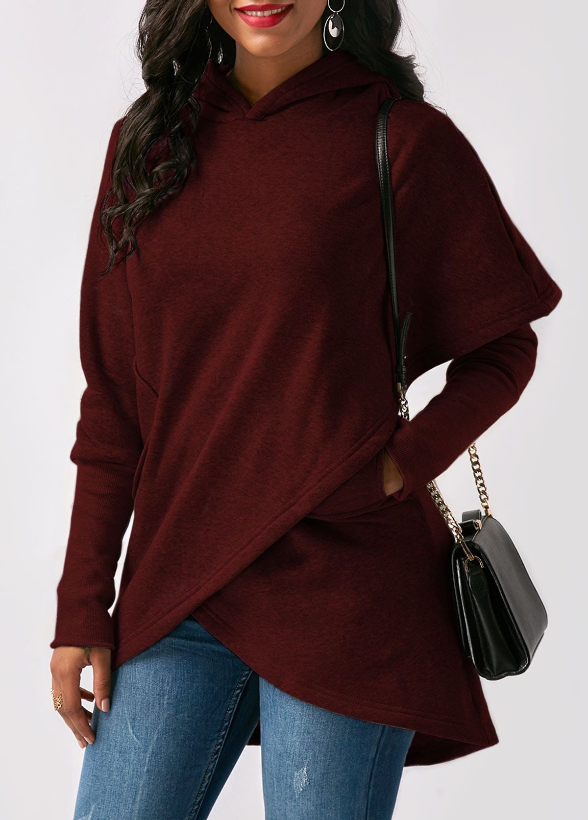 Street-Wave Women's Asymmetrical Hoodie Cozy Autumn Warmth Trendy Modern Cut For Women