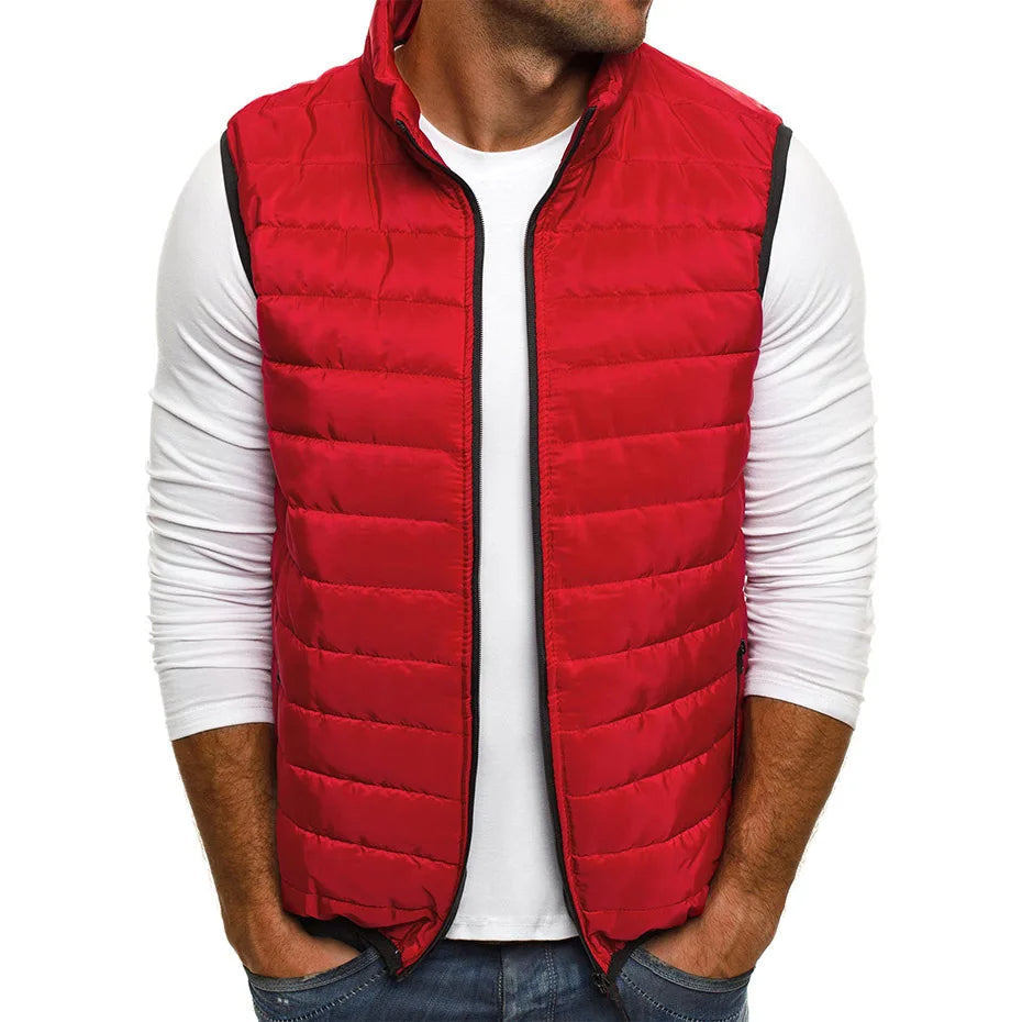 Street-wave Men's Quilted Puffer Vest For Warm Layering And Casual Style Ideal For Cooler Days