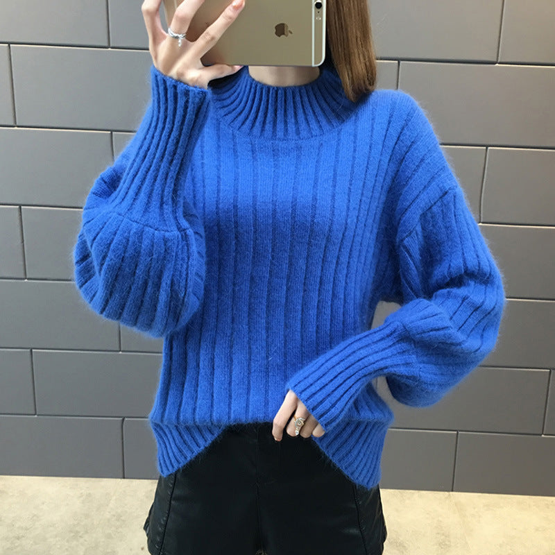Street-wave Women Chunky Knit Sweater With High Collar And Textured Design Premium Soft Wool Blend For Cold Weather
