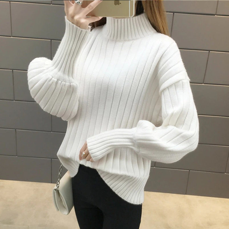 Street-wave Women Chunky Knit Sweater With High Collar And Textured Design Premium Soft Wool Blend For Cold Weather