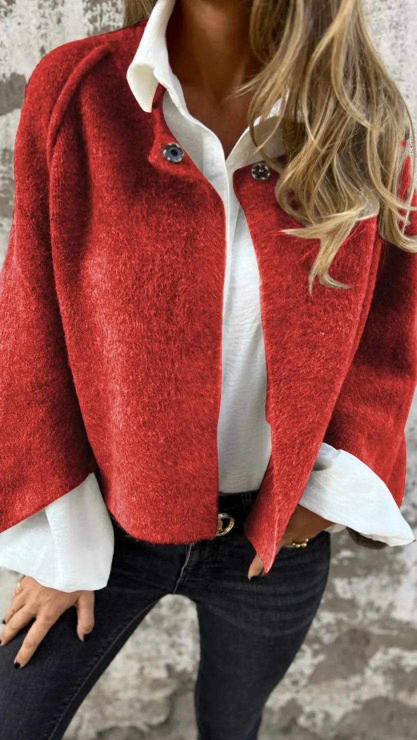 Street-wave Womens Wool Coat With Round Neck Long Sleeves Soft Lined Warmth Timeless Neutral Design For Everyday Wear