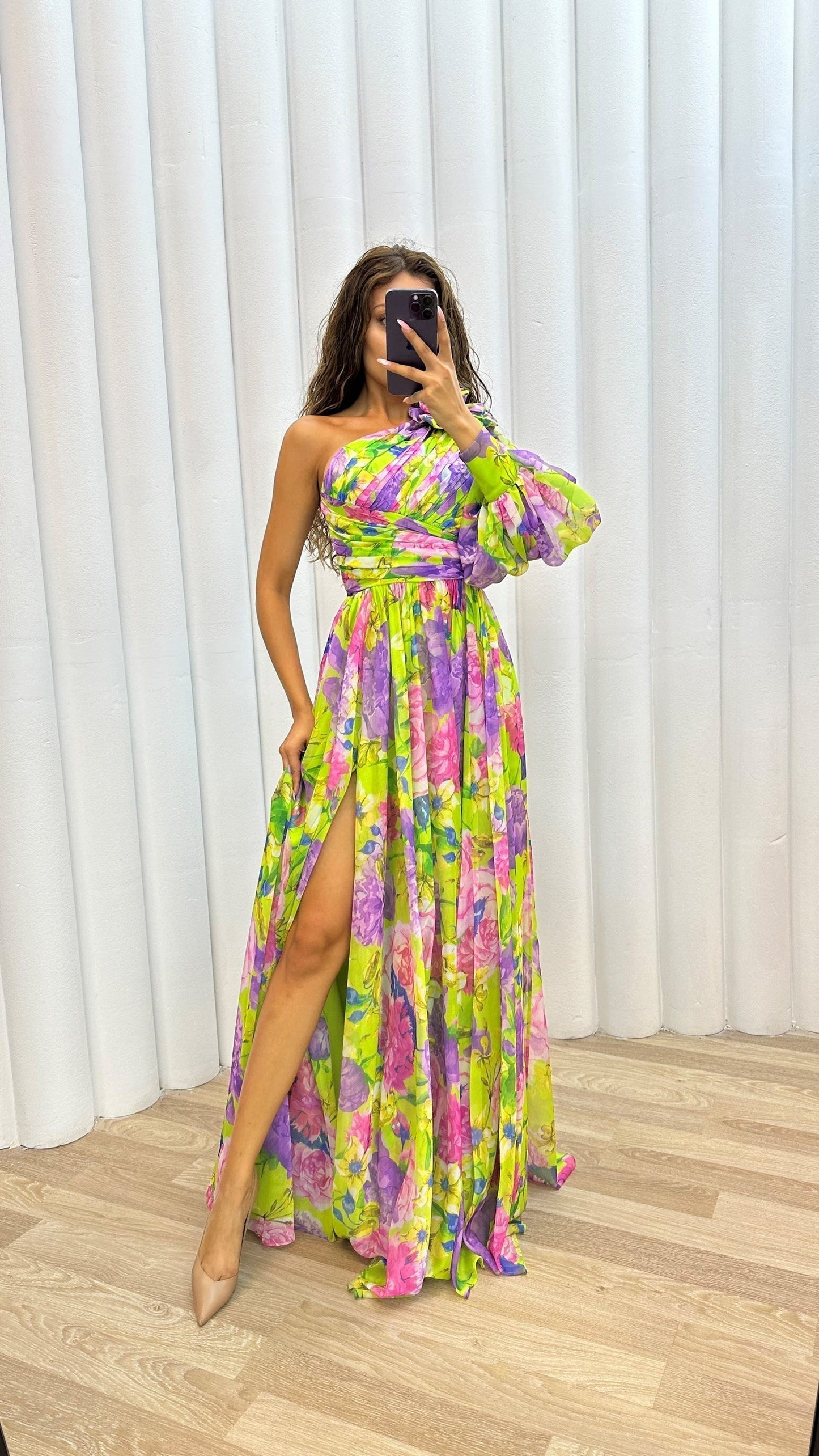 Street-Wave Ashley One Shoulder Floral Maxi Dress For Women