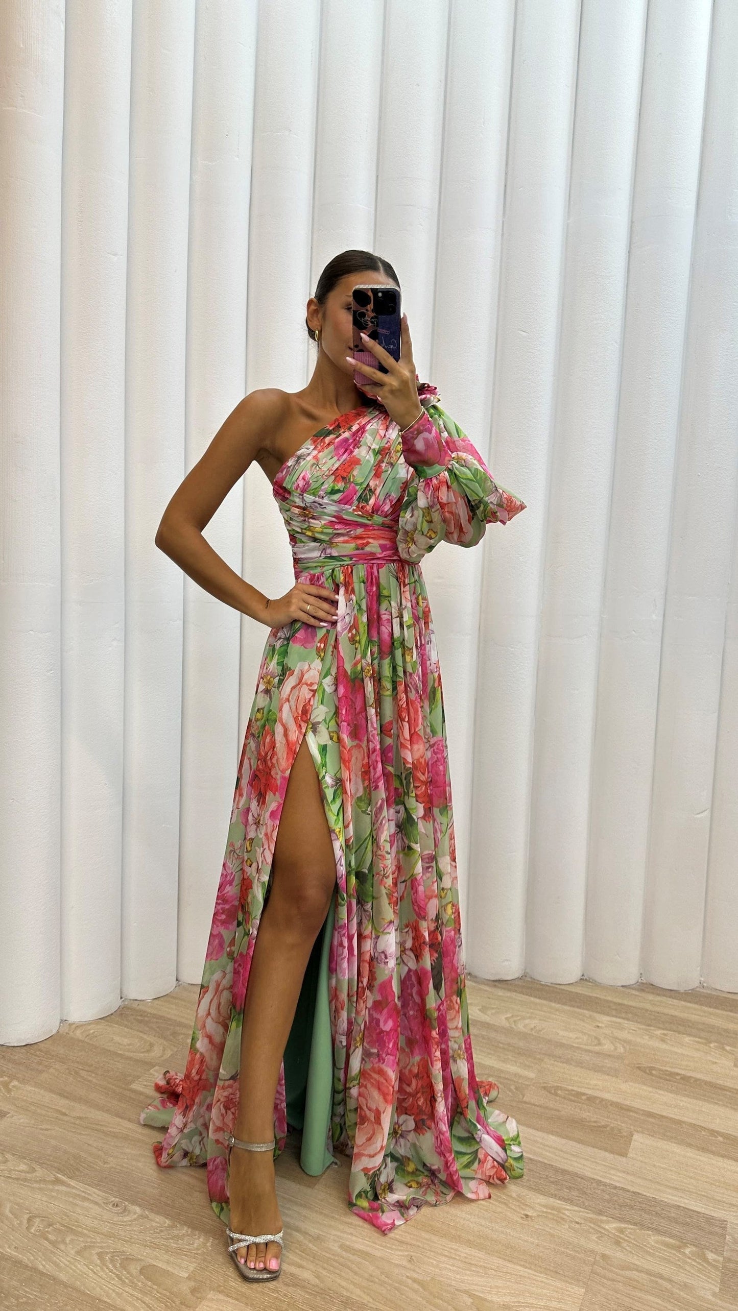 Street-Wave Ashley One Shoulder Floral Maxi Dress For Women