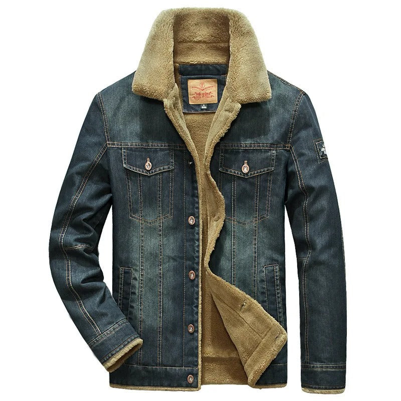 Street-wave Insulated Denim Jacket For Men Warm Fleece-Lined Style That Lasts, Ideal For Cold City Days