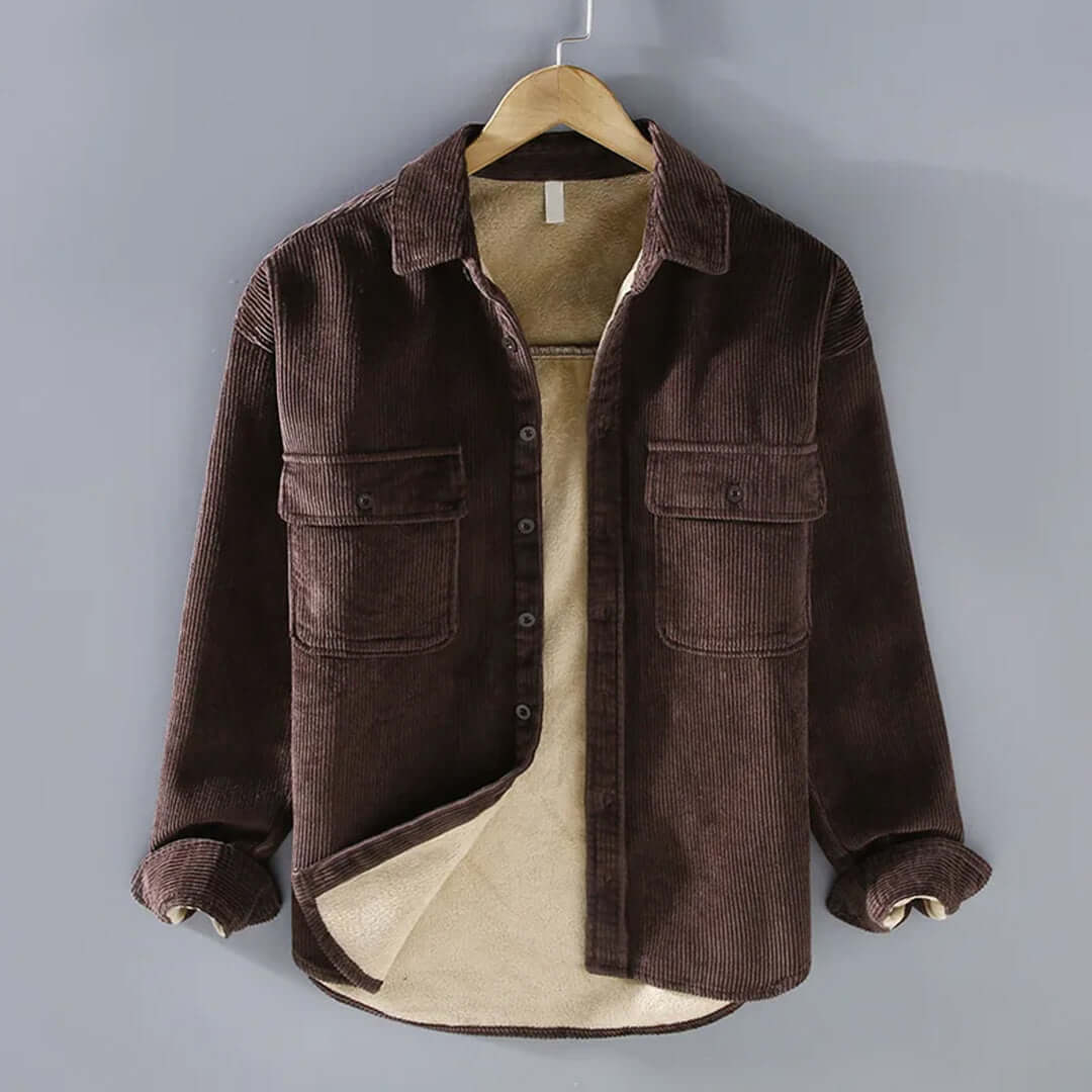 Street-Wave Cordura Shearling Jacket For Men Warm Winter Coat Durable Fabric Rugged Style