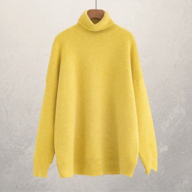 Street Wave Unisex Turtleneck Sweater Cozy Loose Fit Versatile Autumn