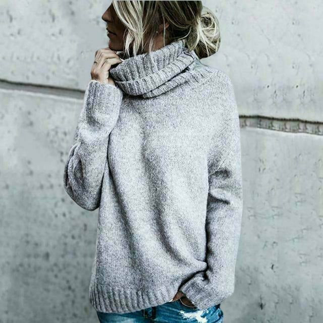 Street-Wave Turtleneck Knit Sweater For Women Cozy Cotton Blend Warm For Spring And Autumn