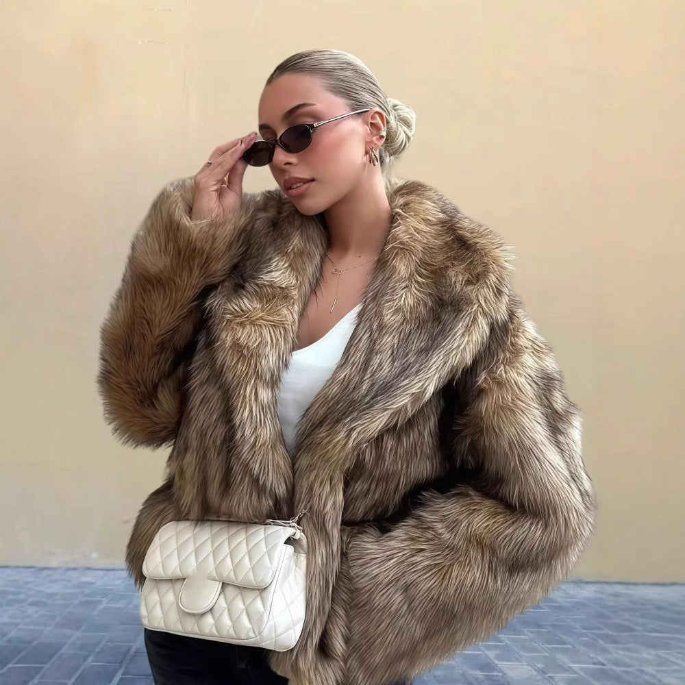 Street Wave Bella Faux Fur Coat Women Luxury Look Warmth