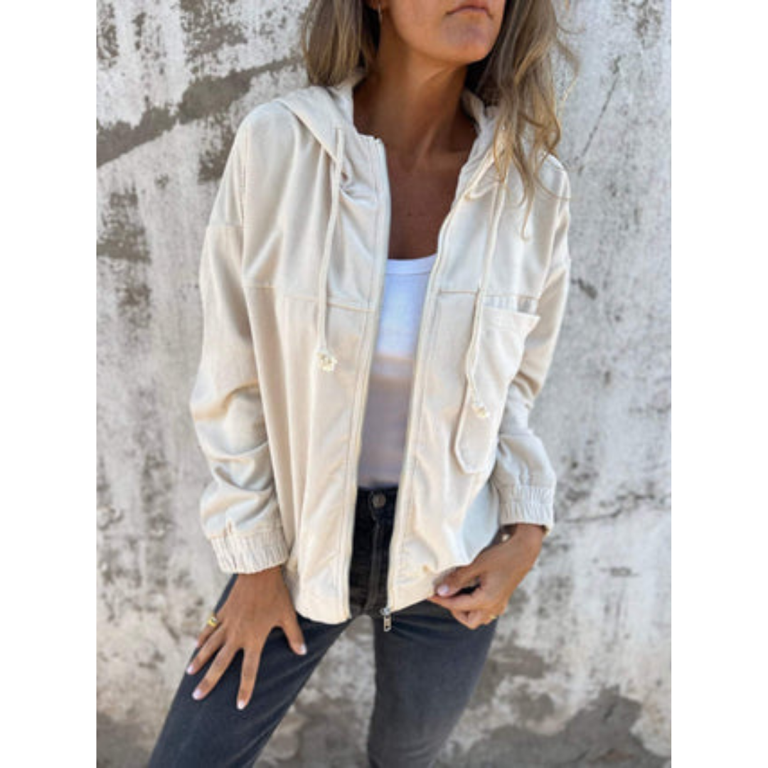 Street-Wave Zip Hoodie Jacket For Women With Hood Long Sleeve Cozy Warmth And Everyday Style