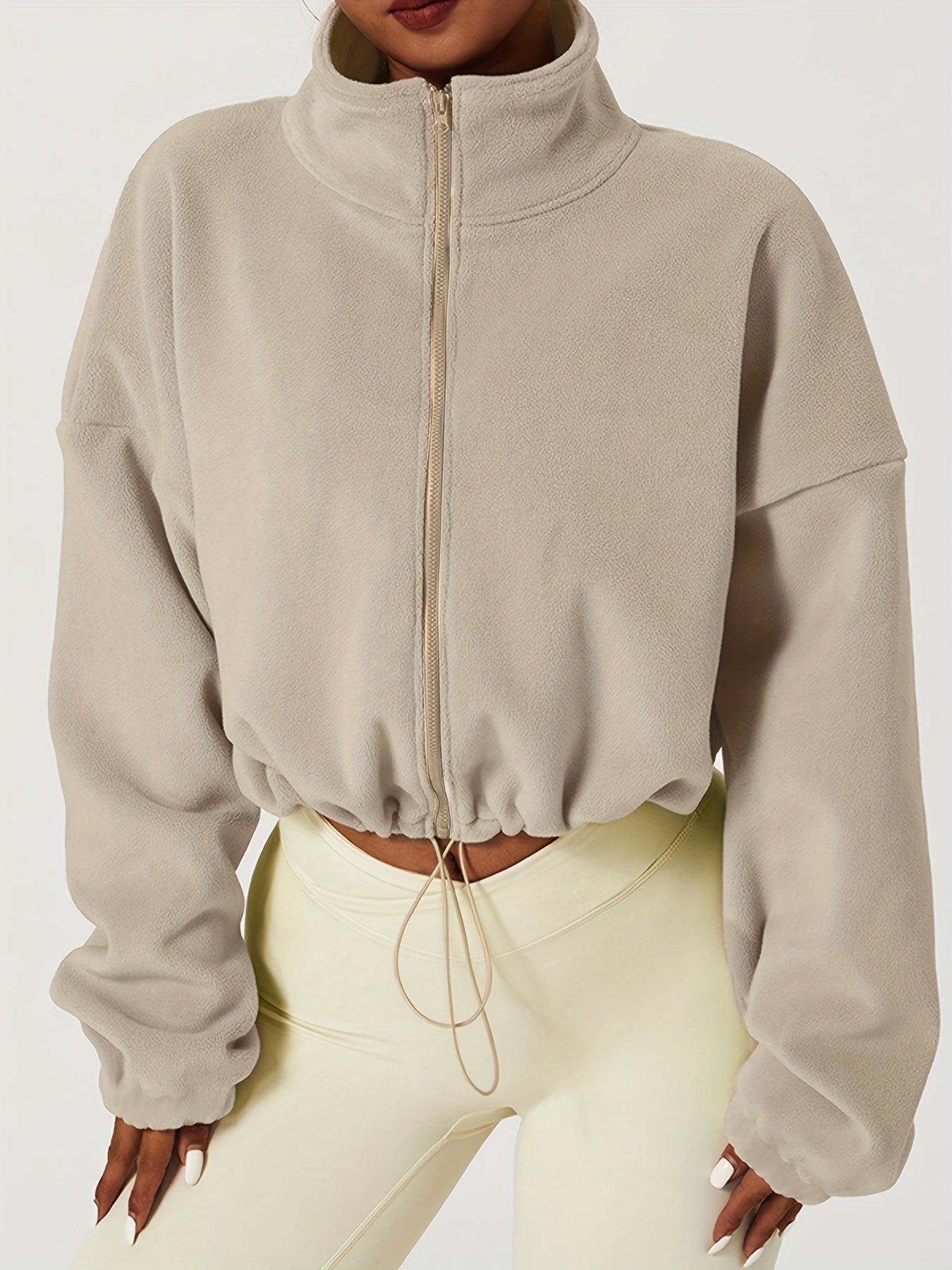 Street-Wave Fleece Crop Jacket Women Cozy Warm Streetwear