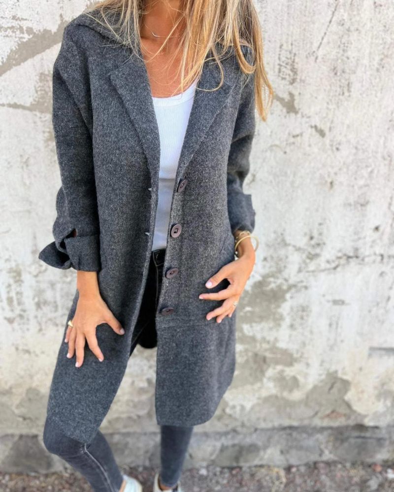 Street-wave Casual Long Lapel Coat For Women - Comfortable, Versatile Everyday Outerwear