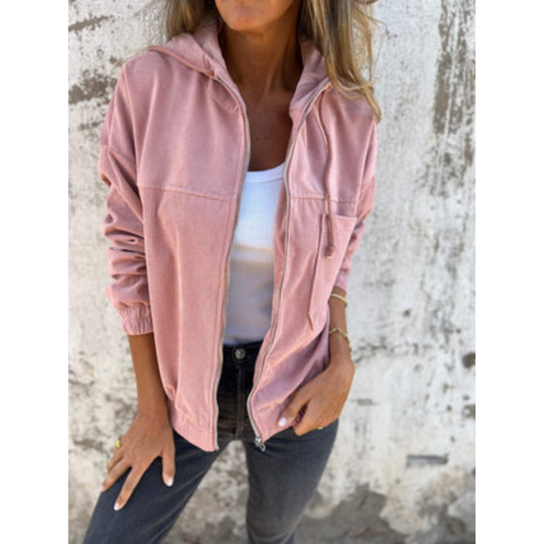 Street-Wave Zip Hoodie Jacket For Women With Hood Long Sleeve Cozy Warmth And Everyday Style