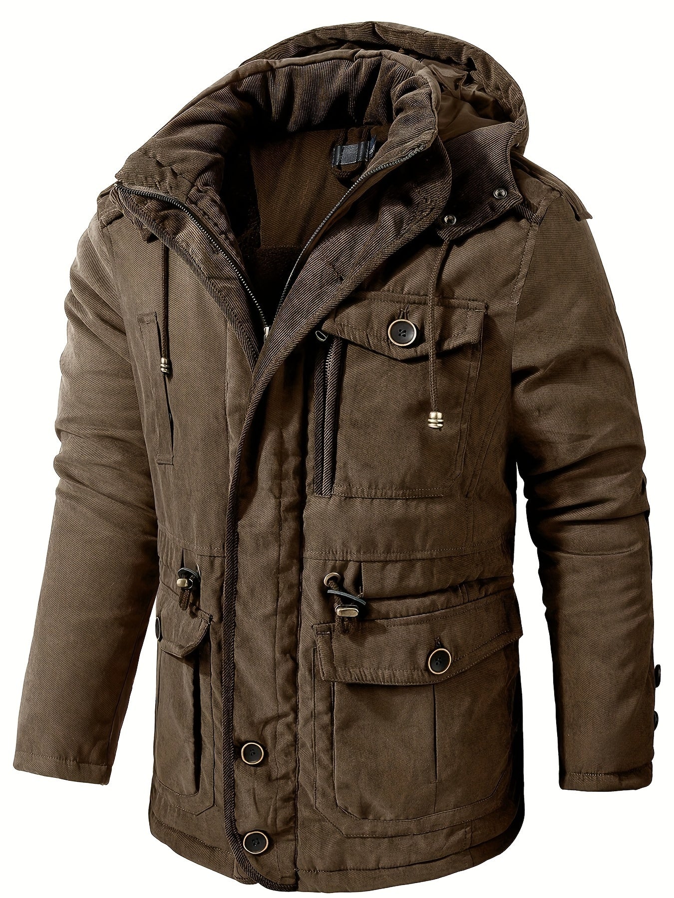 Street-Wave Hooded Utility Jacket Insulated Lining For Men