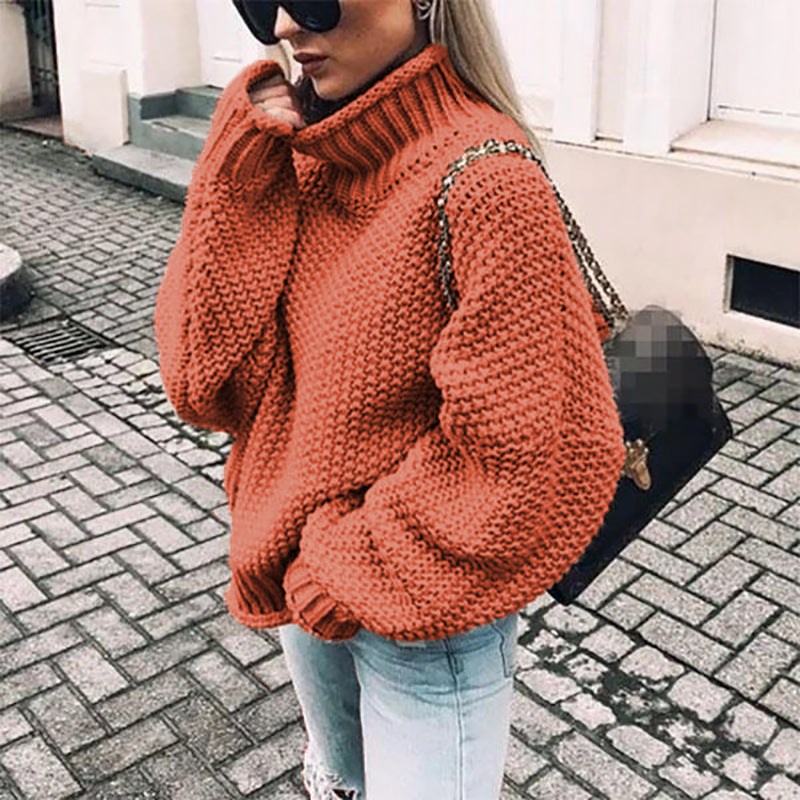 Street-Wave Bella Women Chunky Knit Turtleneck Sweater Cozy