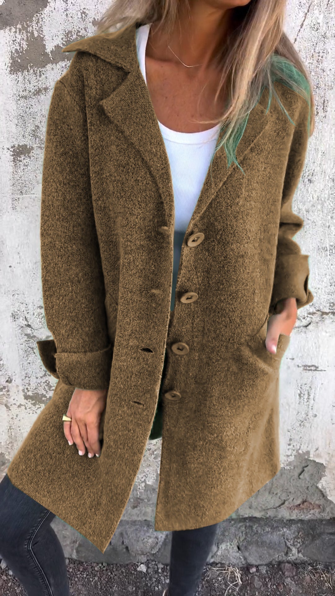 Street-wave Long Pink Coat With Lapel For Women Effortless Chic Warmth And Everyday Style