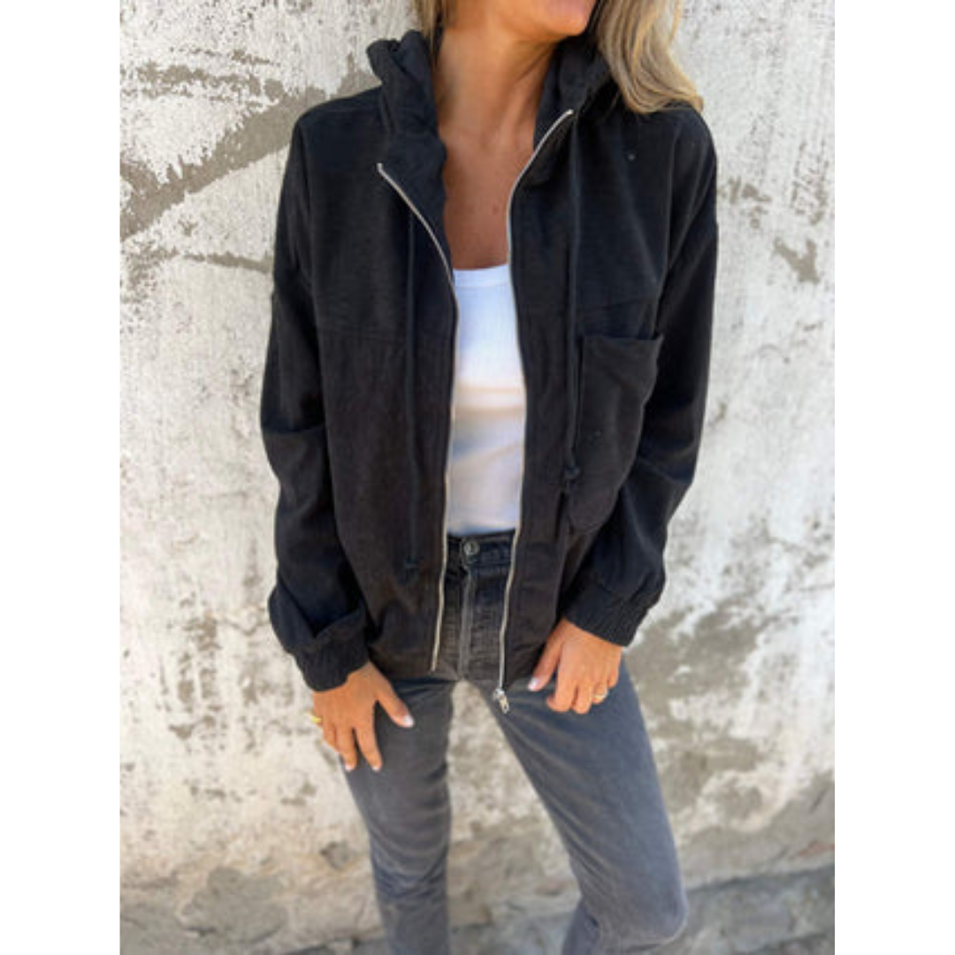 Street-Wave Zip Hoodie Jacket For Women With Hood Long Sleeve Cozy Warmth And Everyday Style