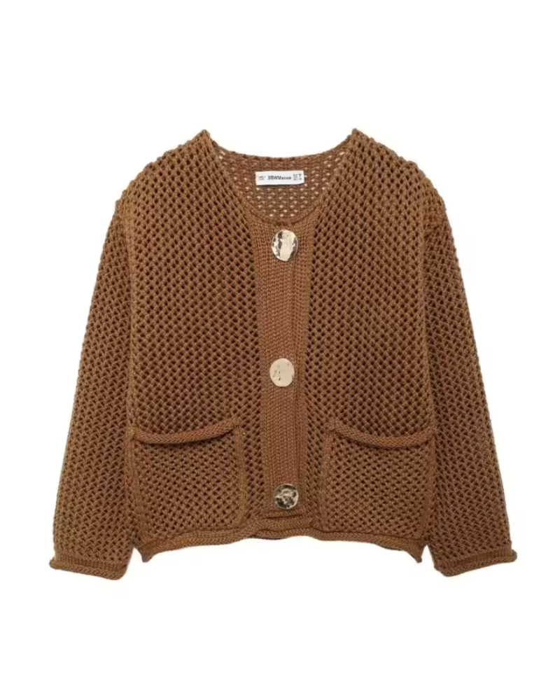 Street-Wave Burgundy Cardigan For Women With Gold Button Detail Soft Knit Relaxed Fit