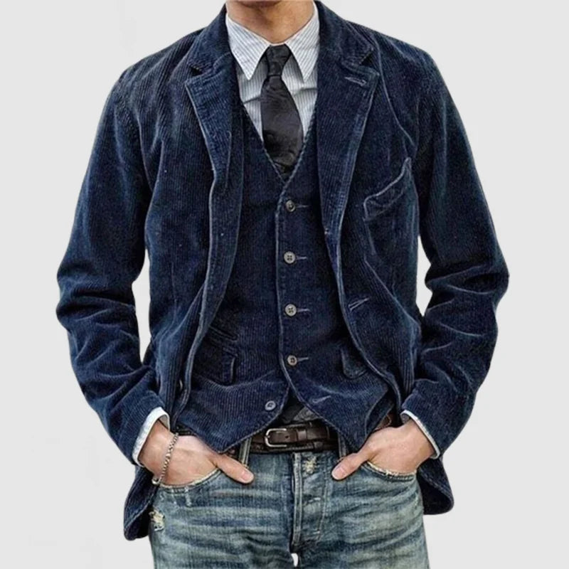 Street-Wave Vintage Blazer And Vest Set For Men Stylish Retro Elegance For Modern Gentlemen
