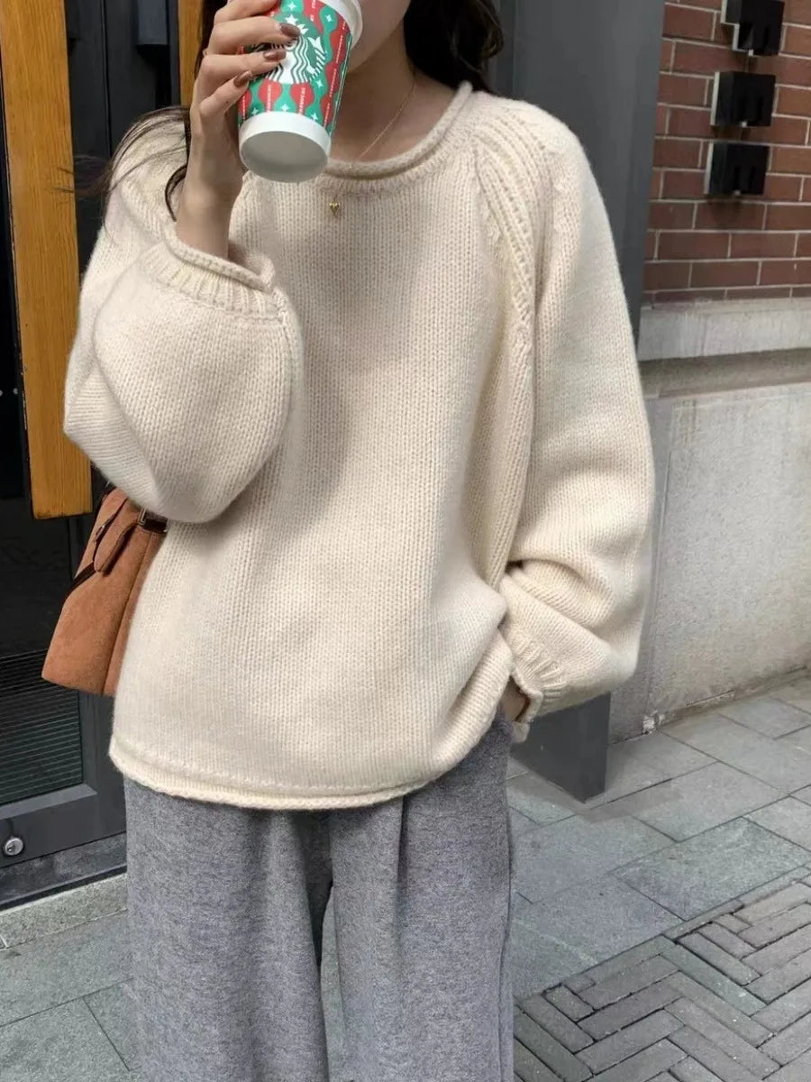 Street-wave Oversized Knit Sweater For Women Soft Breathable Warm Winter Essential With Effortless Casual Chic