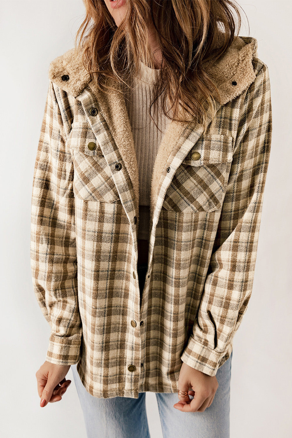 Plaid Fleece Lined Jacket Warm And Stylish Streetwave For Women Everyday Wear With Plush Comfort