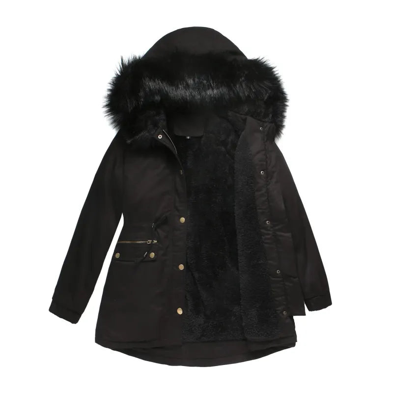Street-Wave Women Cotton Parka With Faux Fur Hood For Warmth And Style And Versatility