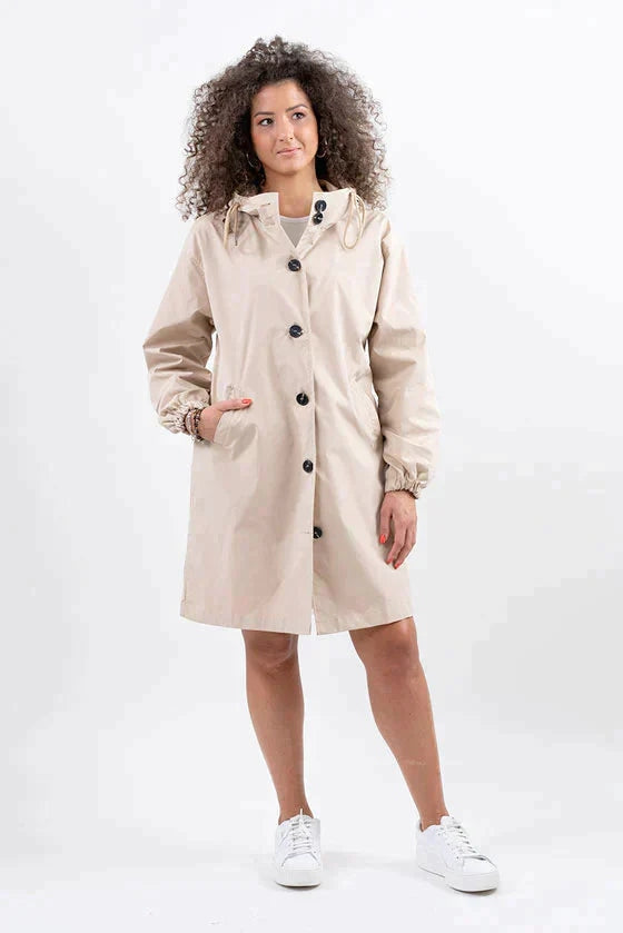 Street-wave Womens Raincoat Theresa Long Hooded Coat for Rainy Days Minimalist Modern Look