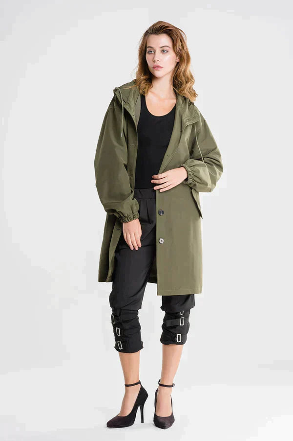 Street-Wave Women's Water Repellent Jacket With Button Closure Stylish Weatherproof Coat