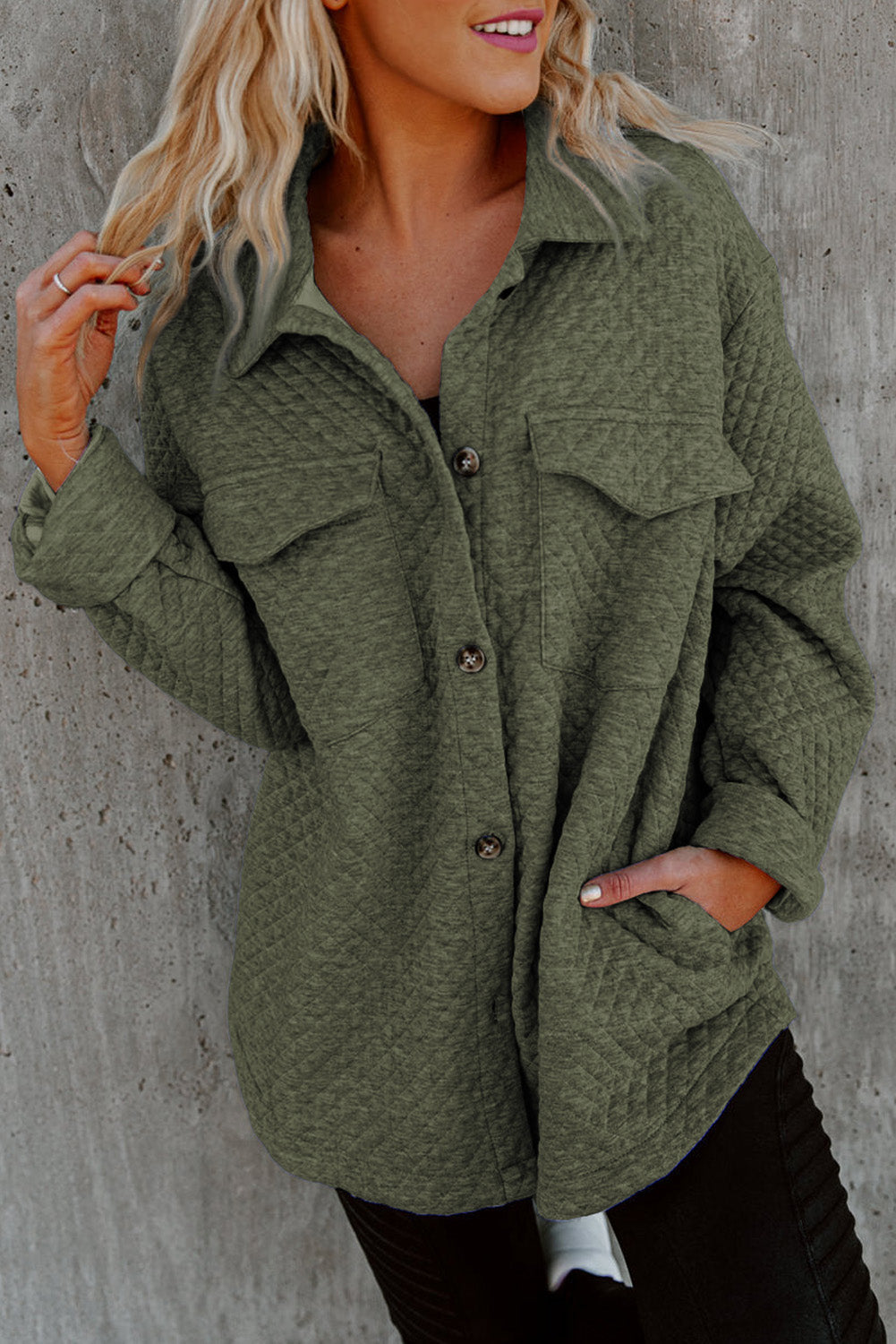 Streetwave Lightweight Quilted Shirt Jacket Polyester Comfort And Style For Everyday Wear